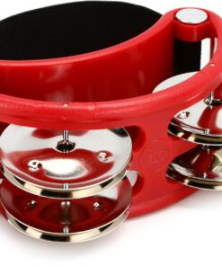 LP Red Foot Tambourine with elastic strap and 4 steel nickel plated jingles