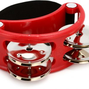 LP Red Foot Tambourine with elastic strap and 4 steel nickel plated jingles