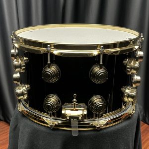 DW Black Nickel Over Brass 8x14 Snare With Gold Hardware Snare Butt