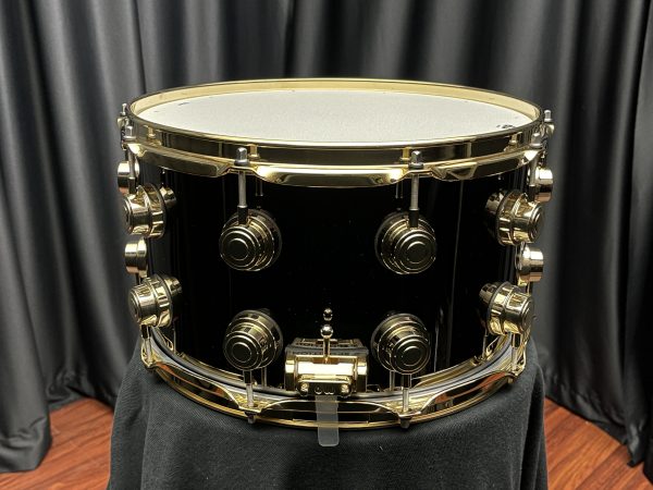 DW Black Nickel Over Brass 8x14 Snare With Gold Hardware Snare Butt