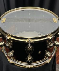 DW Black Nickel Over Brass 8x14 Snare With Gold Hardware Snare Side