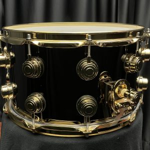 DW Black Nickel Over Brass 8x14 Snare With Gold Hardware Snare Throw-off