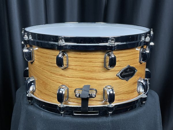 Tama Used BB 7x14 Snare Drum Gloss White Oak Butt View
