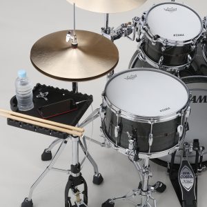 Tama TAT10 accessory tray shown in use on hi hat stand.