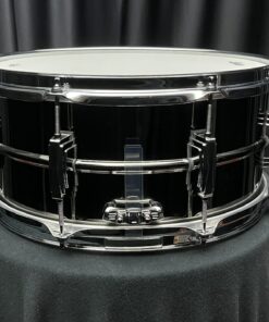 Ludwig Black Beauty 8 lug 6.5x14 brass snare drum showing butt detail