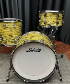 ludwig usa classic maple downbeat drum set in lemon oyster wrap twelve inch tom fourteen inch floor tom and twenty inch bass drum from front
