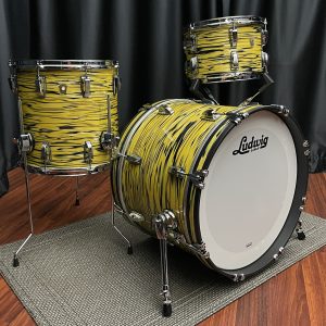 ludwig usa classic maple downbeat drum set in lemon oyster wrap twelve inch tom fourteen inch floor tom and twenty inch bass drum side view