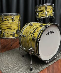 ludwig usa classic maple downbeat drum set in lemon oyster wrap twelve inch tom fourteen inch floor tom and twenty inch bass drum side view