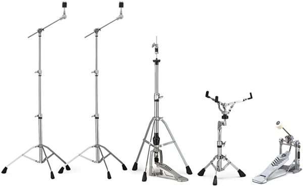 Yamaha seven hundred series five piece hardware pack with two cymbal stands snare stand hi hat stand and bass drum pedal