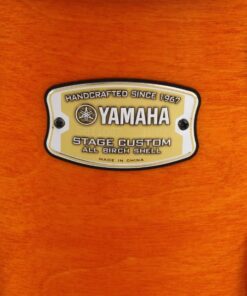 Yamaha 5 piece Stage Custom Birch set in Honey Amber. 10, 12, 14 floor tom, 20 bass, 14 snare. Close up finish