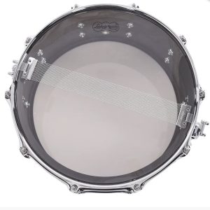 Ludwig Black Beauty six point five by fourteen brass snare drum in flat black finish snare bottom