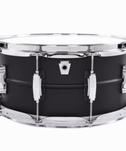 Ludwig Black Beauty six point five by fourteen brass snare drum in flat black finish