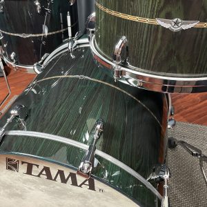 Tama Star Bubinga three piece B stock drum set in Dark Green Cordia top view