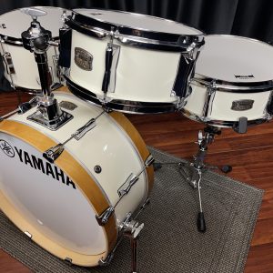 Yamaha Stage Custom Hip four piece drum set in Classic White finish alternate view