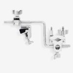 Gibraltar hardware hi Hat to bass drum attachment has hoop clamp on one side and multi clamp on the other. Chrome.