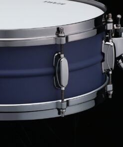 Tama Limited Edition Lil John Roberts snare drum five point five by fourteen inch snare drum only one hundred fifty worldwide deep blue anodized finish with black nickel hardware side view