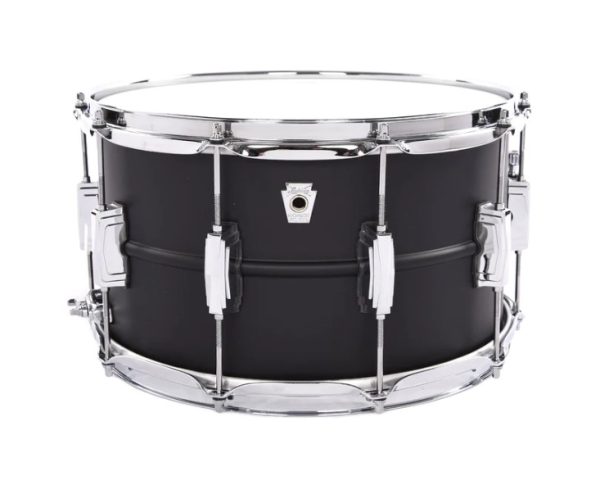 Ludwig eight by fourteen black beauty snare drum in a flat black finish
