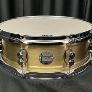 PDP Dual-beaded 1mm Natural Satin Brushed Brass five by fourteen Snare Drum