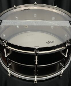 ludwig black beauty satin deluxe snare drum brass with black nickel finish nickel plated hardware tube lugs and single flanged hoops snare side