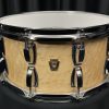 Ludwig classic maple six point five by fourteen snare drum with birdseye inner and outer plies in natural gloss finish