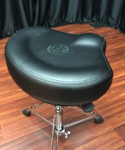 Roc n soc black vinyl saddle seat throne with chrome pneumatic base top viewed from back