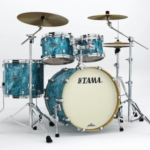 Tama starclassic walnut birch four piece set in turquoise pearl with chrome hardware