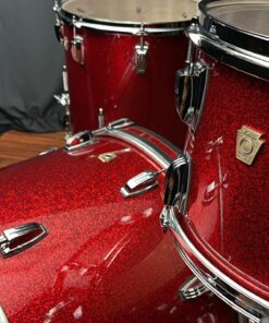 Ludwig U S A red sparkle fab set with thirteen inch tom, sixteen inch floor tom, and twenty two inch bass drum