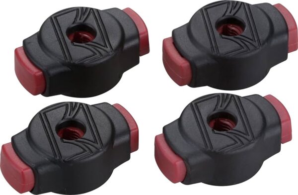 tama qc8b4 four pack of qc8 black and red cymbal toppers for 8mm tilter posts