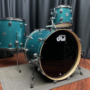 used dw 3 piece teal glass re wrap collector's set twelve, sixteen, twenty two
