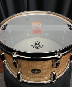 Gretsch USA seven by fourteen inch 140th anniversary snare drum with case showing interior of snare