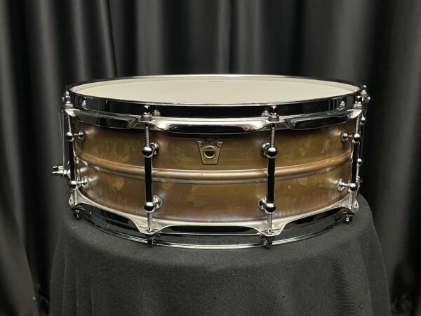 Ludwig LB550RT five by fourteen inch raw bronze phonic snare drum with tube lugs made in usa