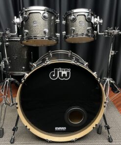 DW Used Drums Performance Series Maple 4pc Pewter Sparkle Set 9 Used dw performance series four piece maple set in pewter sparkle wrapped finish alternate view of full kit