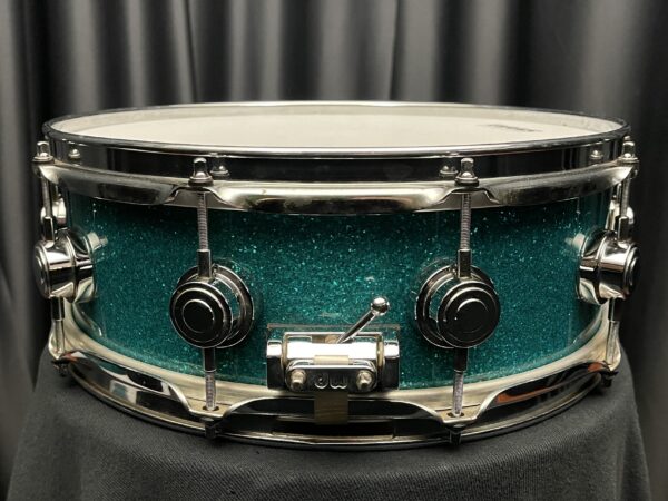 Used DW five by fourteen Collector's snare drum teal Glass 3p butt