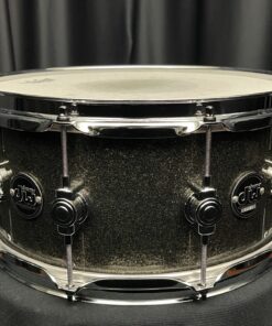 Used DW Performance six point five by fourteen inch pewter sparkle snare drum