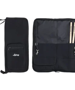 Ludwig Black Canvas Stick Bag shown open with sticks inside