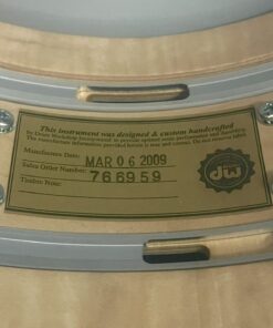 DW Used Drums Rare 6x14 Collector's Maple Solid Black EQ Snare with May 57 Mic 12 Interior Label with date on 6x14 DW EQ Snare Drum Solid Black