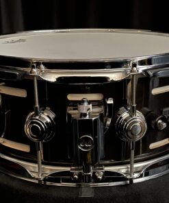 DW Used Drums Rare 6x14 Collector's Maple Solid Black EQ Snare with May 57 Mic 11 Throw Off on DW EQ Snare Drum six by fourteen Solid Black