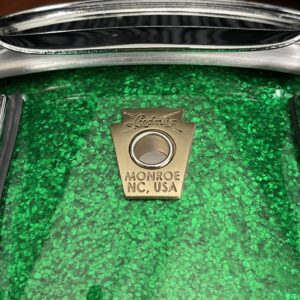 Used Ludwig Classic Maple Green Sparkle Snare Drum Cast Brass Badge