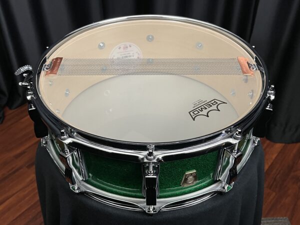 Used Ludwig Classic Maple Green Sparkle Snare Drum Snare Side