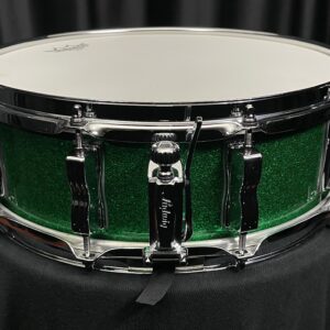 Used Ludwig Classic Maple Green Sparkle Snare Drum Throw Off