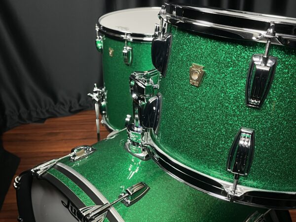 Mounted Tom on Ludwig Used Classic Maple Pro Beat Set in Green Sparkle