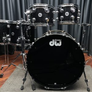 Used DW Collector's Series Set in Black Mirra Lacquer Specialty Front view