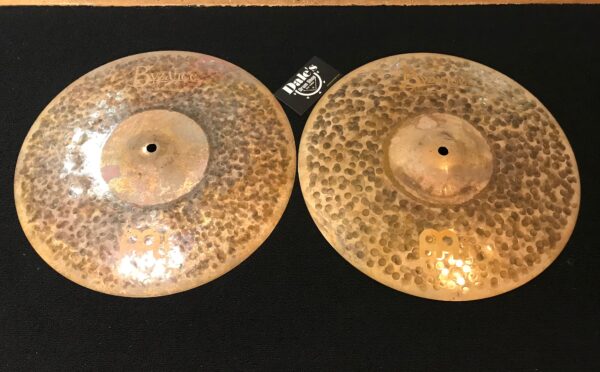 Used Meinl Byzance Extra Dry Medium Hi Hat Cymbal Pair Top View Fourteen inch