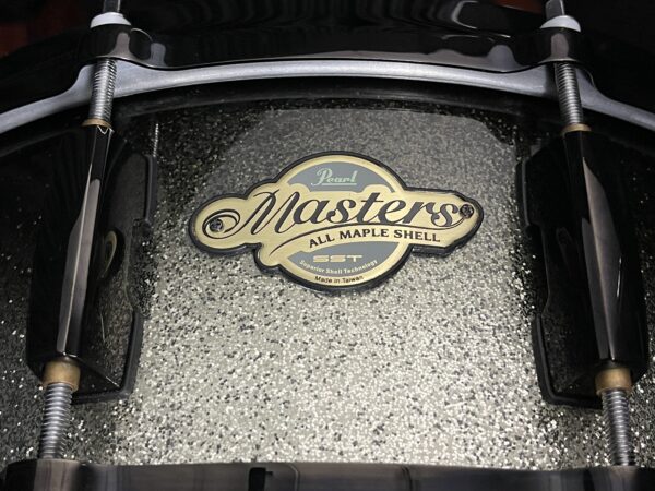 Pearl Masters Maple MCX Used Snare Drum Black Sparkle Fade Five by Fourteen Badge