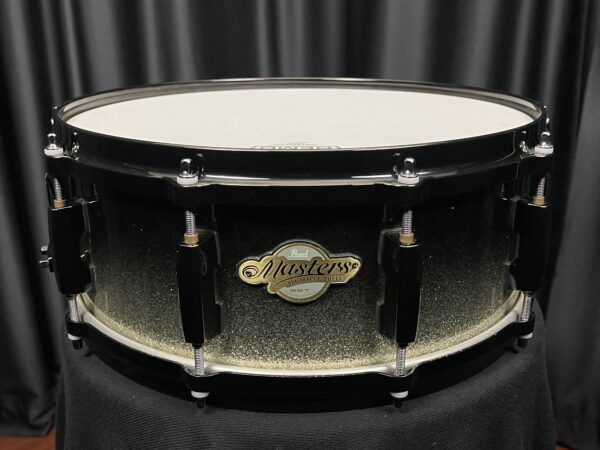 Pearl Masters Maple MCX Used Snare Drum Black Sparkle fade Five by Fourteen Front