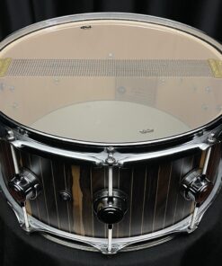 DW Brass Pinstripe Ziracote Limited Snare Drum Snare Side