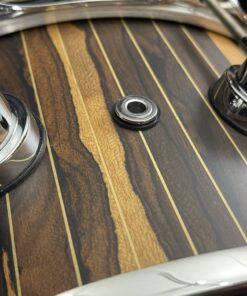 DW Brass Pinstripe Ziracote Limited Snare Drum Finish Detail