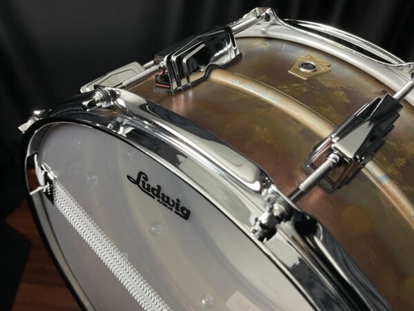 Ludwig Raw Bronze Snare with Imperial Lugs Badge Detail