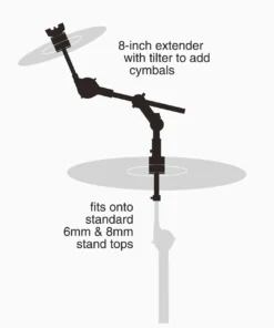 Diagram picture detailing use of Gibraltar cymbal stacker and boom arm