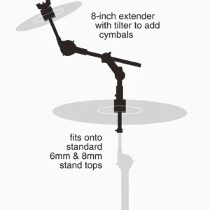 Diagram picture detailing use of Gibraltar cymbal stacker and boom arm